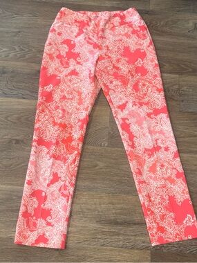 IBKUL Pascha Floral Ankle Pants Pink Coral UPF 50 Stretch Golf Women’s 4